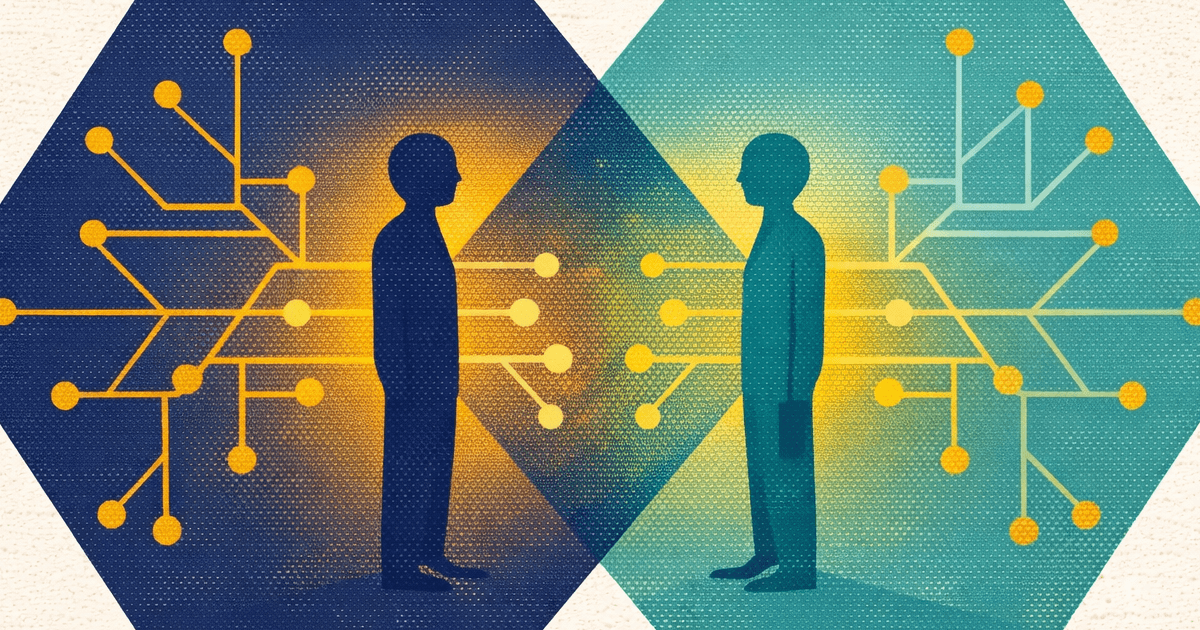 ICICI Prudential term insurance guide - risograph illustration of overlapping hexagons representing partnership
