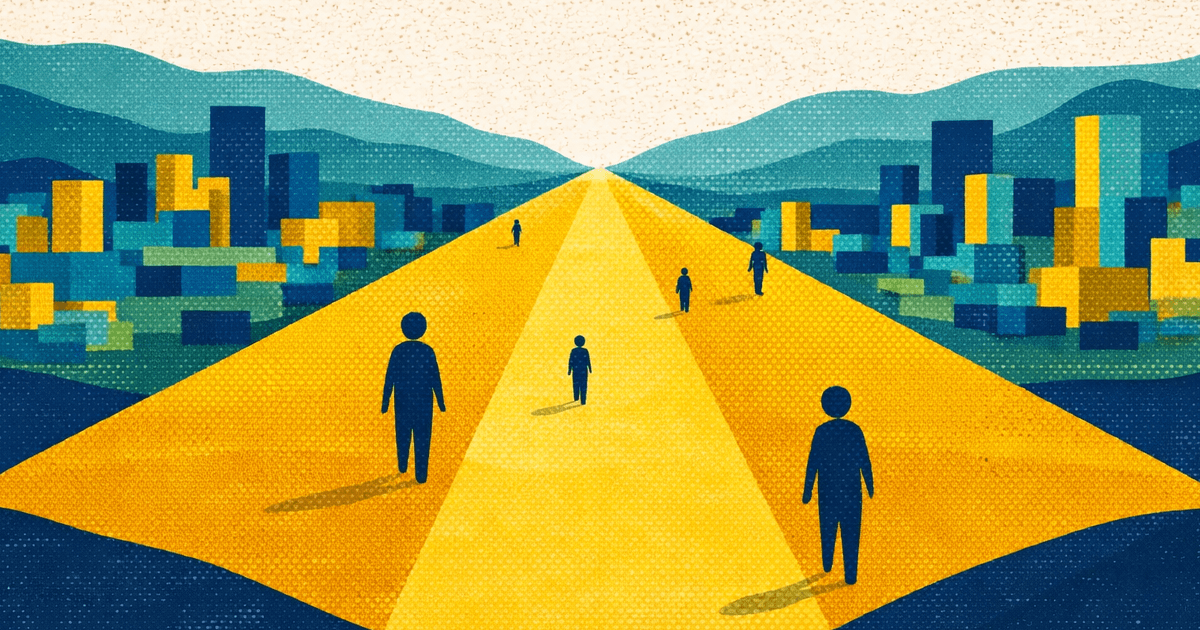 SBI Life term insurance guide - risograph illustration of nationwide reach with towns connected by a path