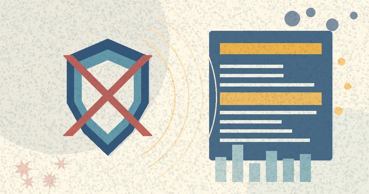 Risograph illustration: insurance shield with exclusion mark and policy document, representing war exclusion clauses in term insurance